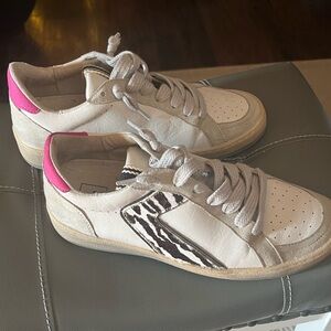 ShuShop Women's Sneakers with Pink and Zebra Accents